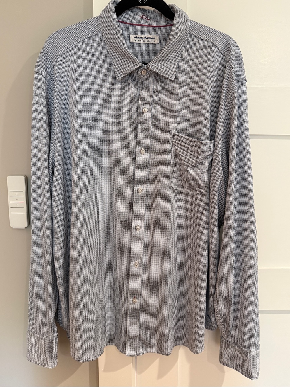 Tommy Bahama San Lucio Stretch IslandZone Houndstooth Shirt Blue XXL